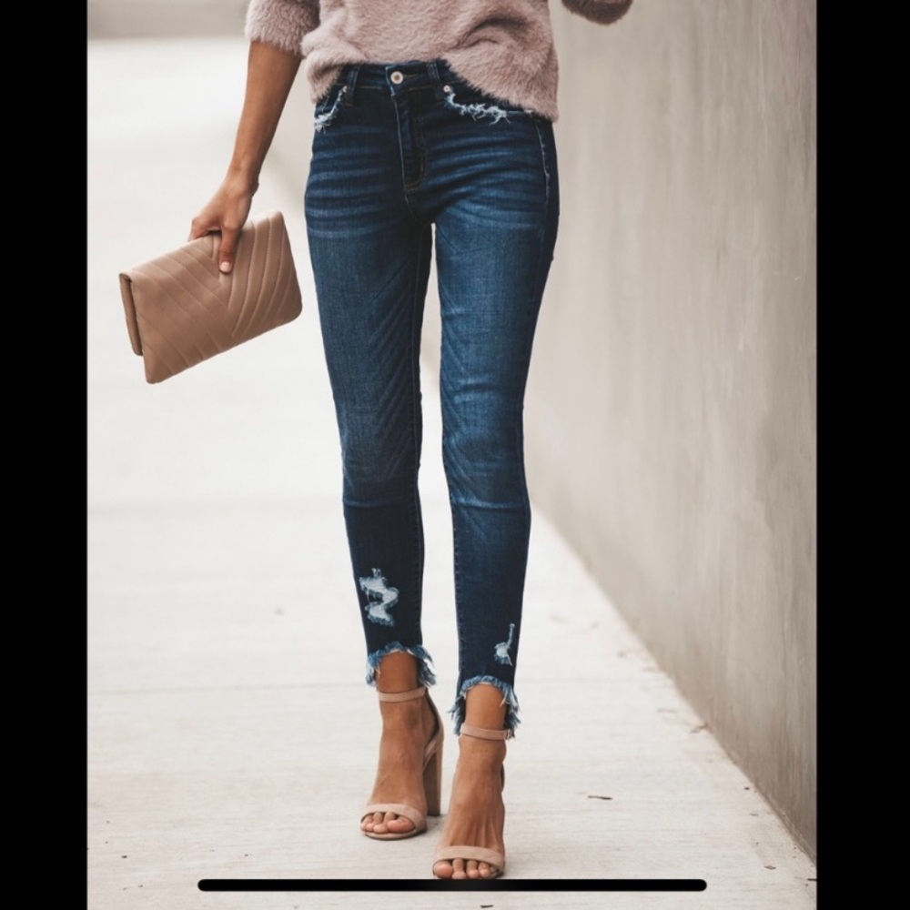 KanCan Galloway High Rise Frayed Ankle Skinny Jean